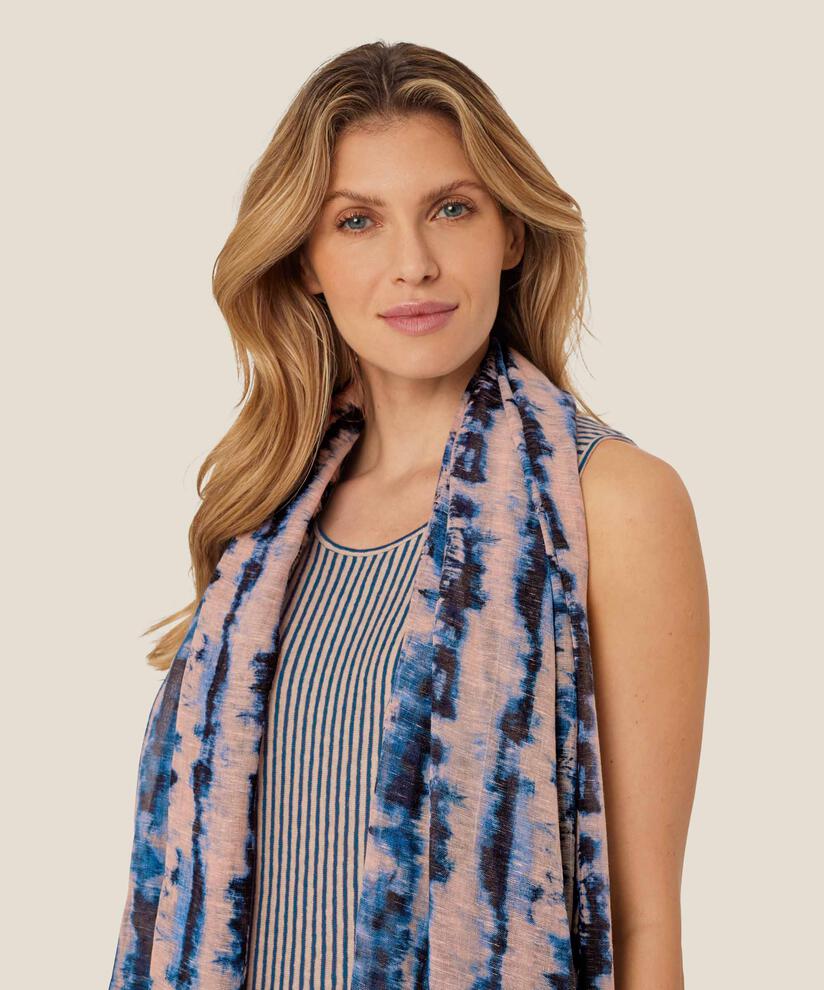 Schal mit Batikmuster aus Baumwollmischung, Navy Peony