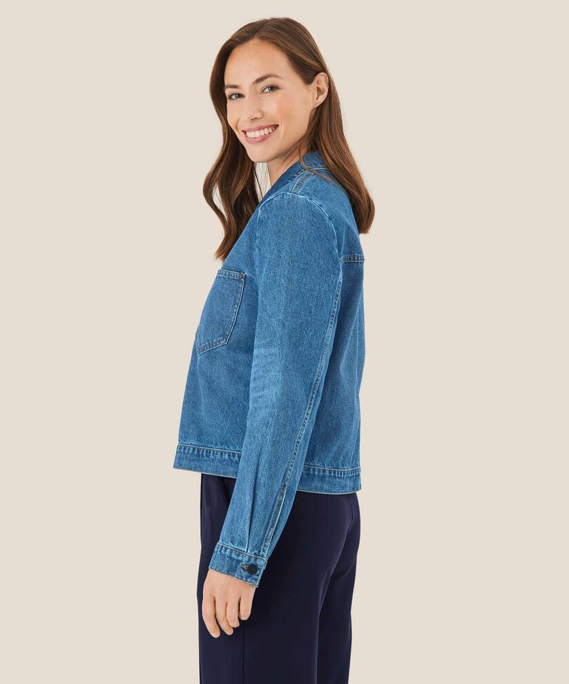 kurze Denimjacke mit Reißverschluss, Blue Denim