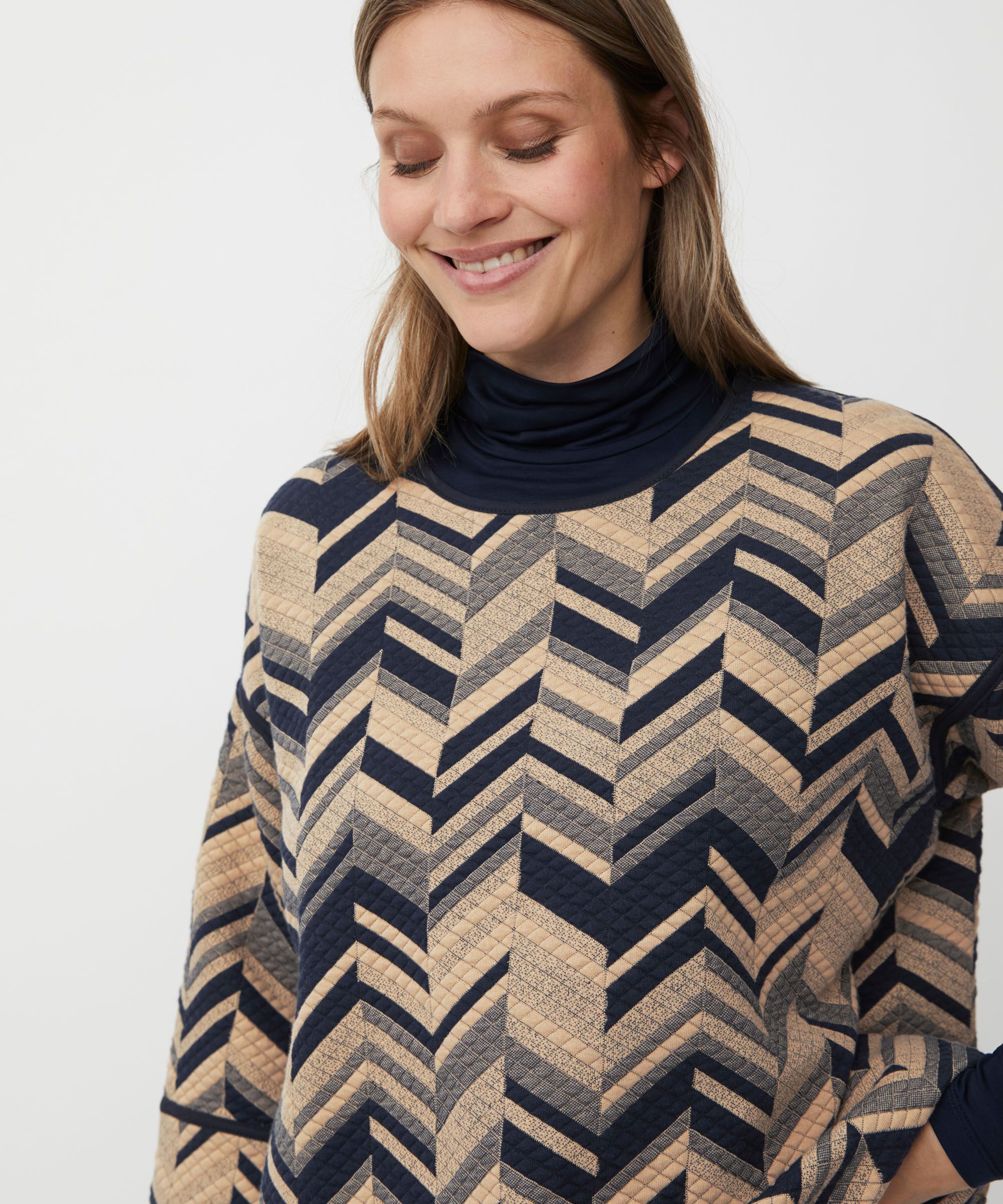 Shirt Mit 3/4-ärmeln Aus Strukturiertem Jersey, Travertine