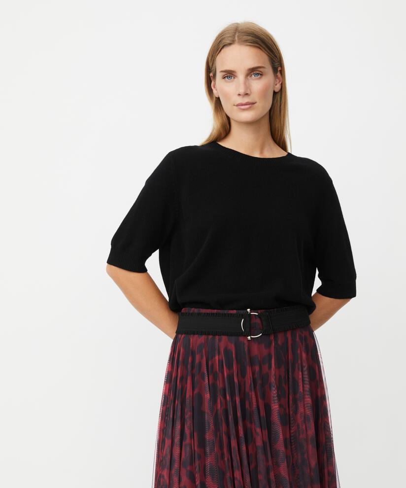 elastischer Gürtel mit silberner Schnalle, Black