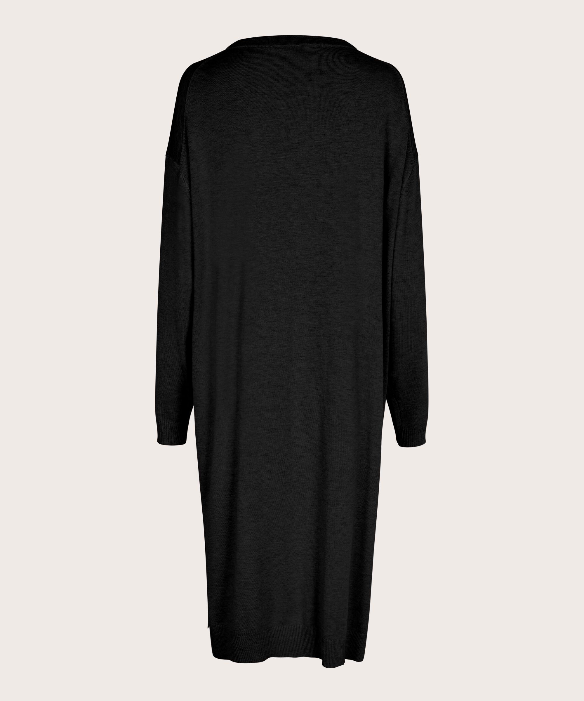 Strickkleid Mit Schlitzen, Black