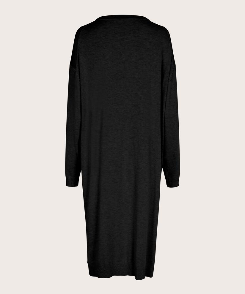 Strickkleid Mit Schlitzen, Black