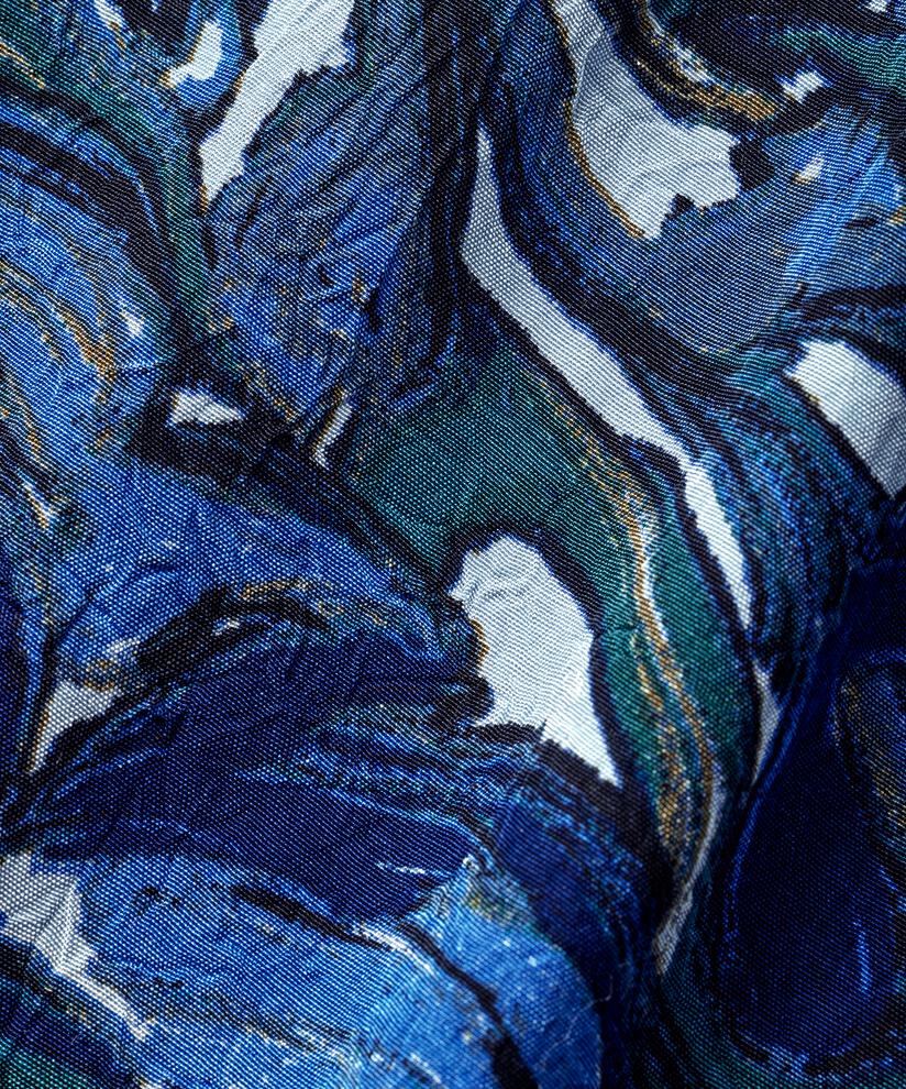 Bedrucktes Viskosekleid mit langen Ärmeln, Blue Fog