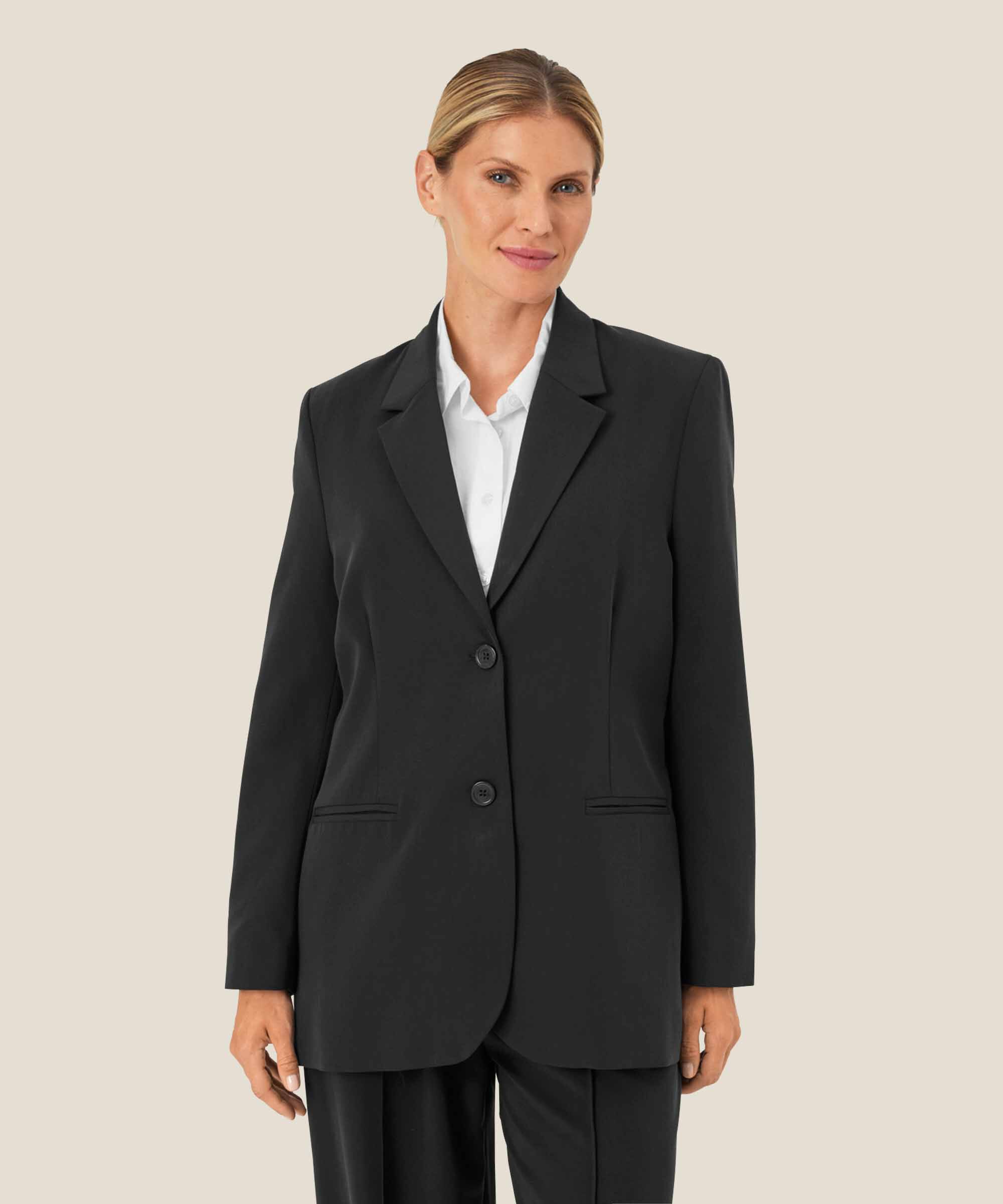 Blazer mit Revers und Knöpfen, Black