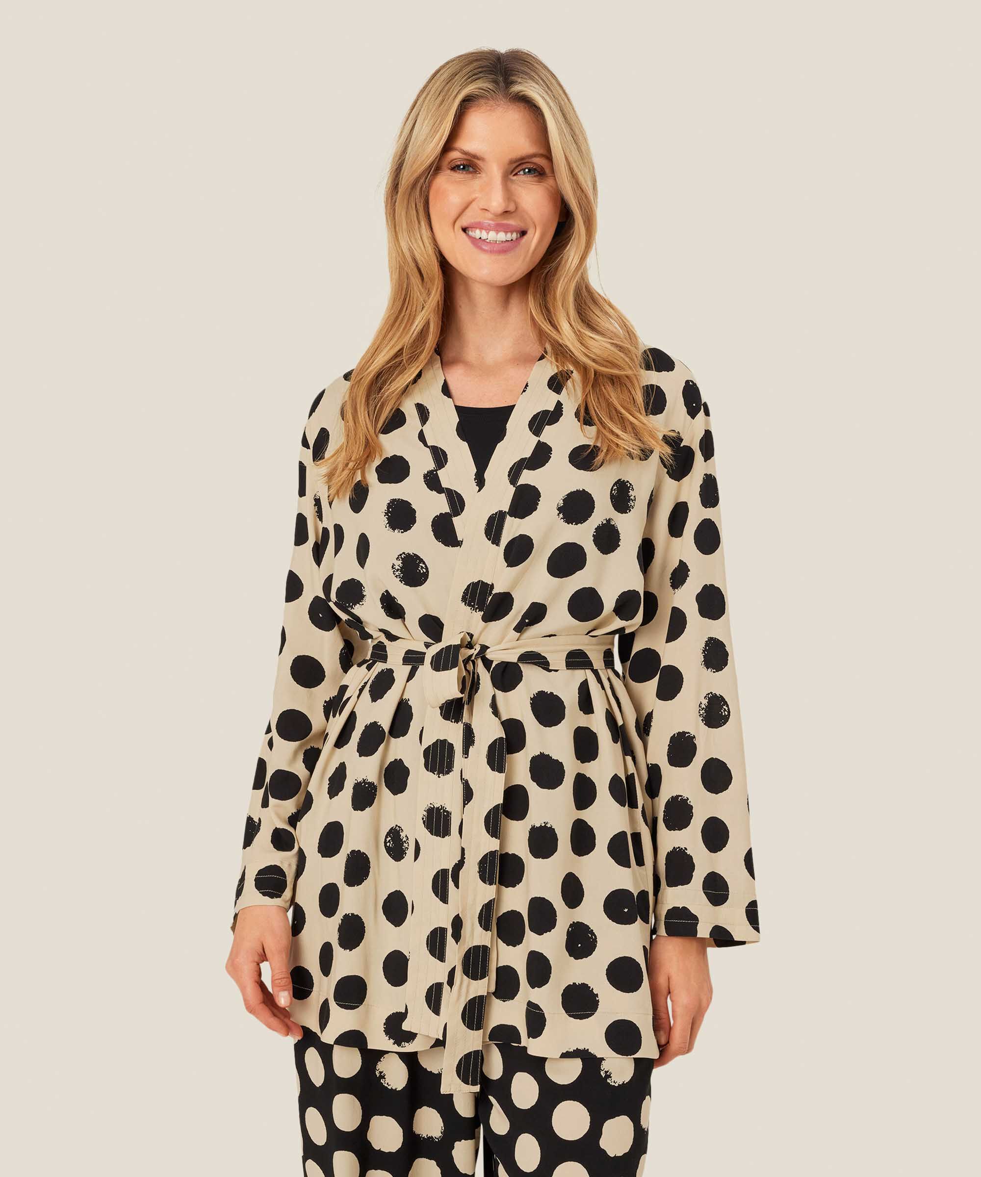 Gepunktete Jacke mit Bindeband in der Taille, Fog