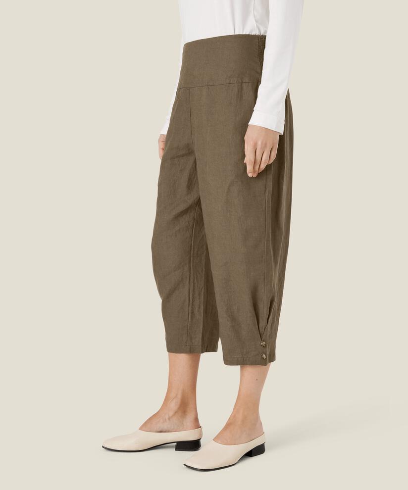 Leinenhose mit breitem, gesmoktem Gummizug hinten, Crocodile