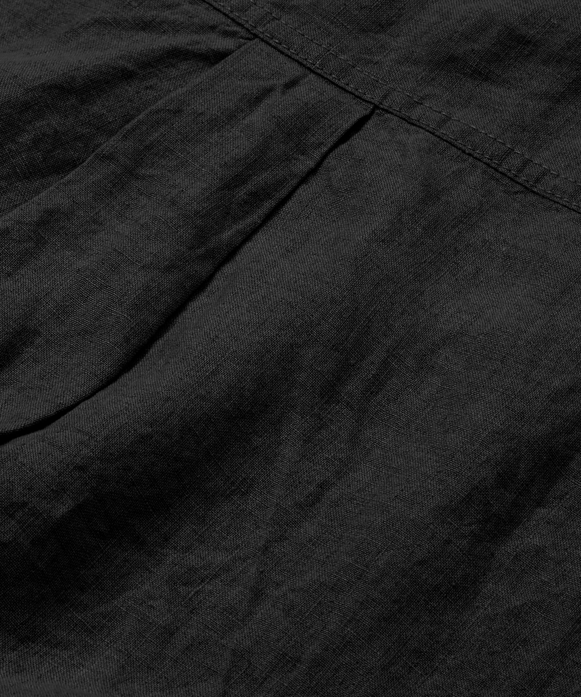 Hemdkleid aus Leinen mit Dreiviertelärmeln, Black