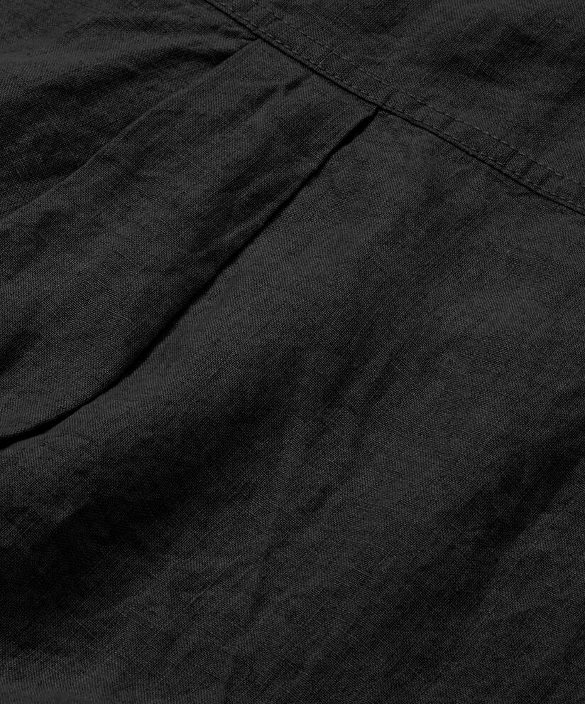 Hemdkleid aus Leinen mit Dreiviertelärmeln, Black