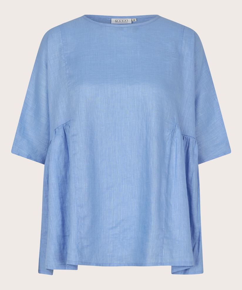 Leinenbluse mit Falten an den Seiten, Della Blue