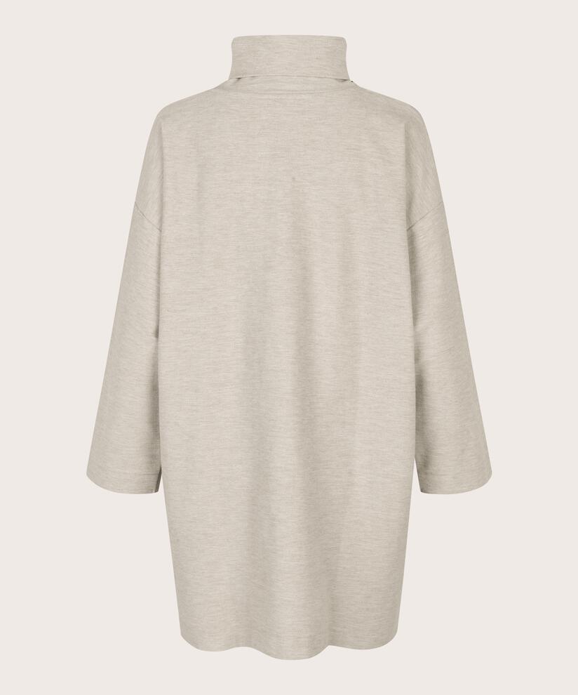Langarm-Jersey-Tunika mit Rollkragen, Beige melange
