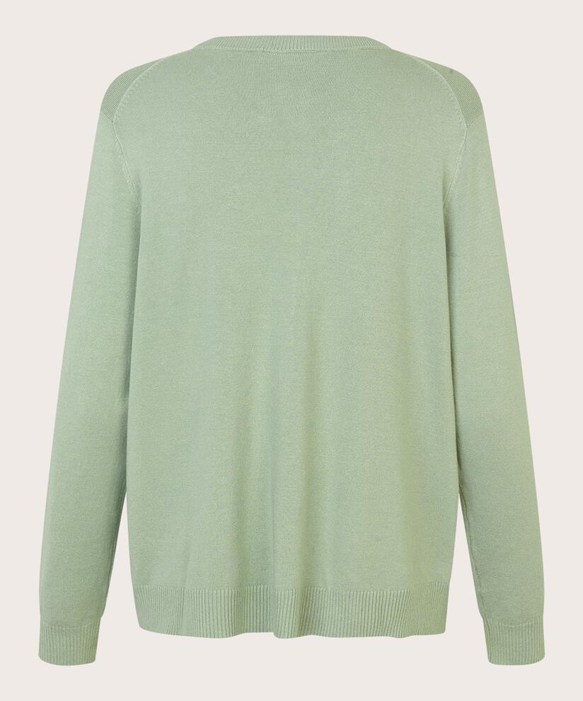 Feinstrick-Cardigan mit Rundhalsausschnitt, Frosty Green