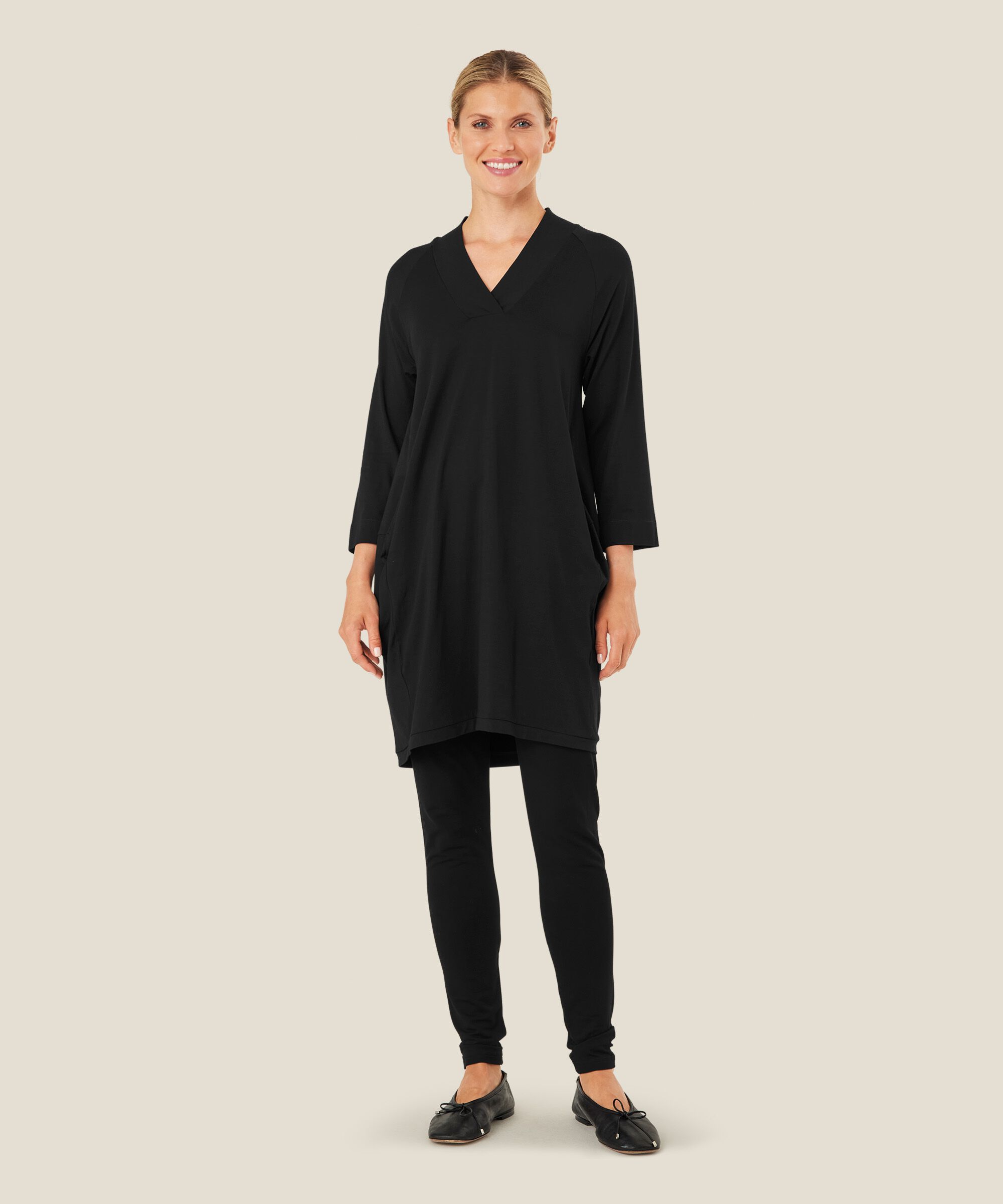 Lange Leggings Aus Weichem Jersey, Black