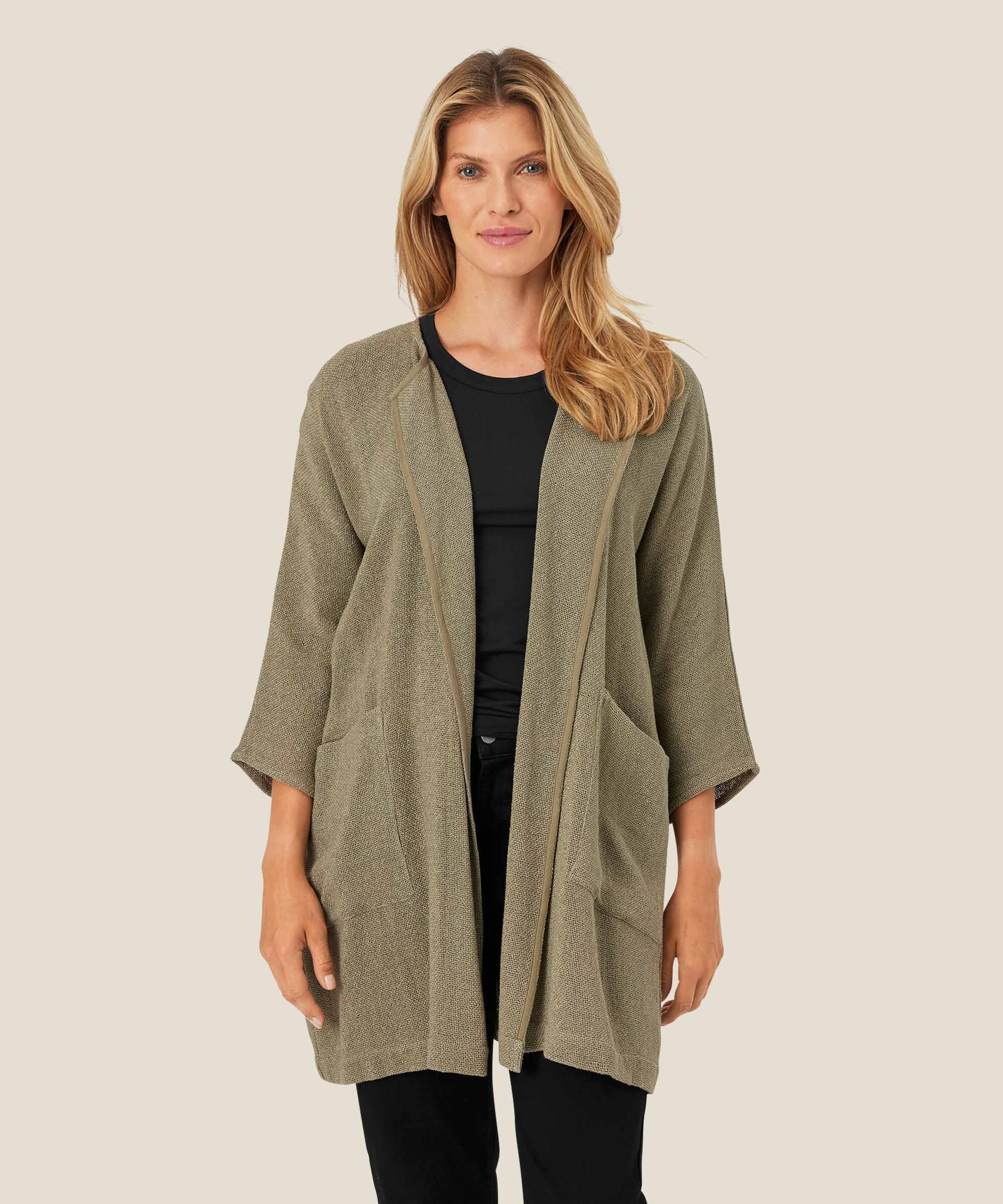 Lange Jacke Aus Bouclé, Vetiver