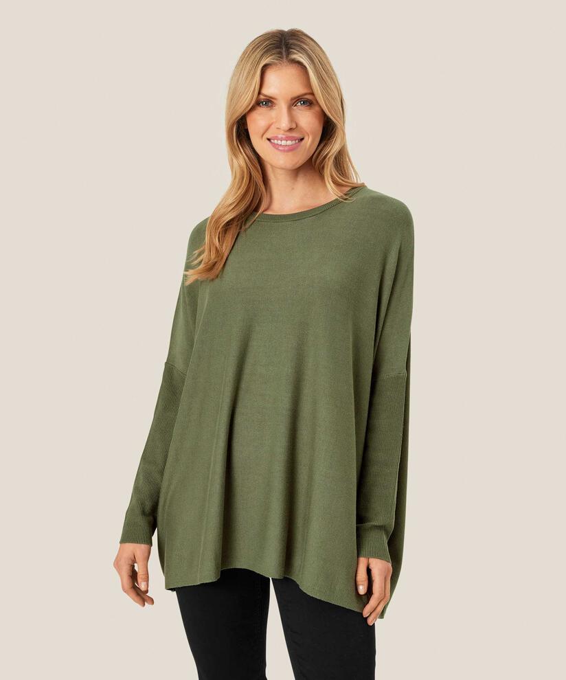 Oversize-pullover Mit Schmalen Ärmeln, D. Lichen Green