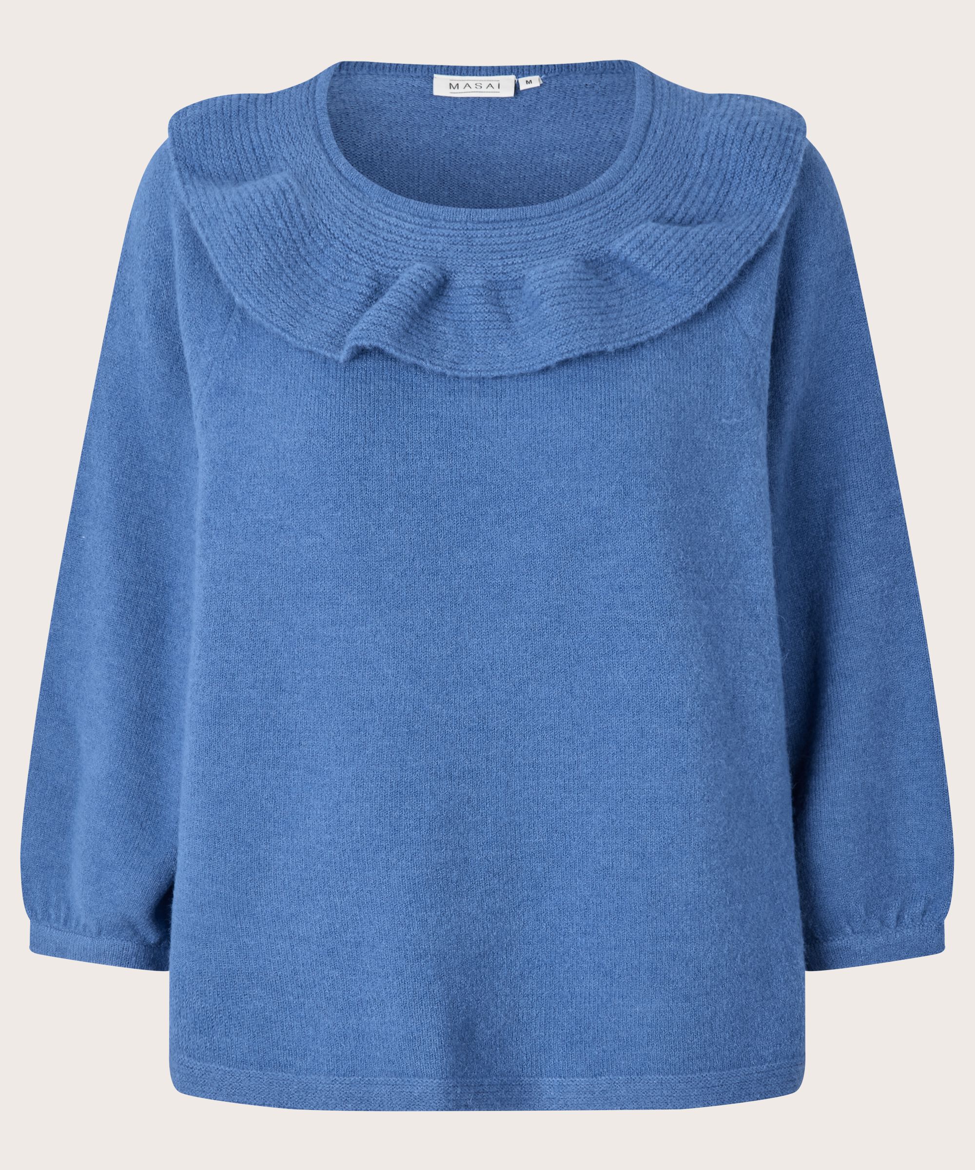 Strickpullover mit geripptem Kragen, Federal Blue