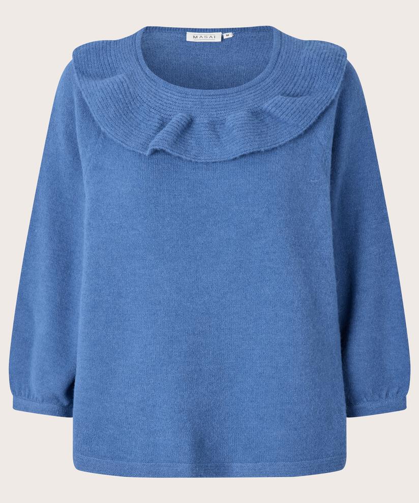 Strickpullover mit geripptem Kragen, Federal Blue