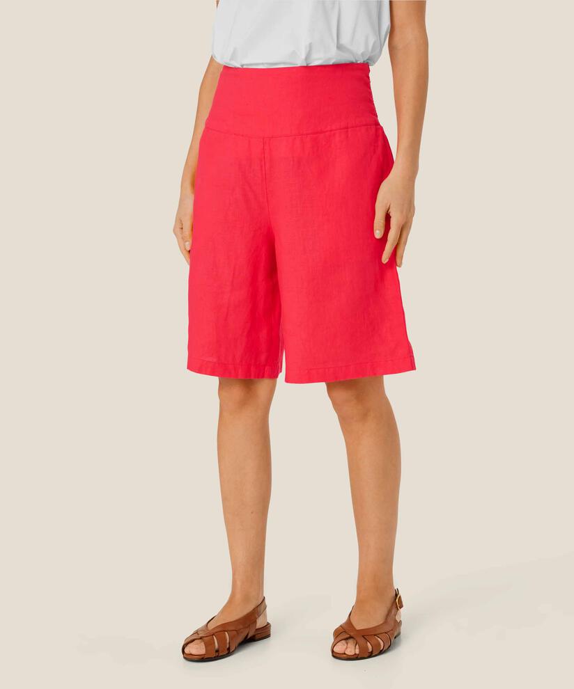 Leinenshorts Mit Gesmoktem Gummizug Hinten, Hibiscus
