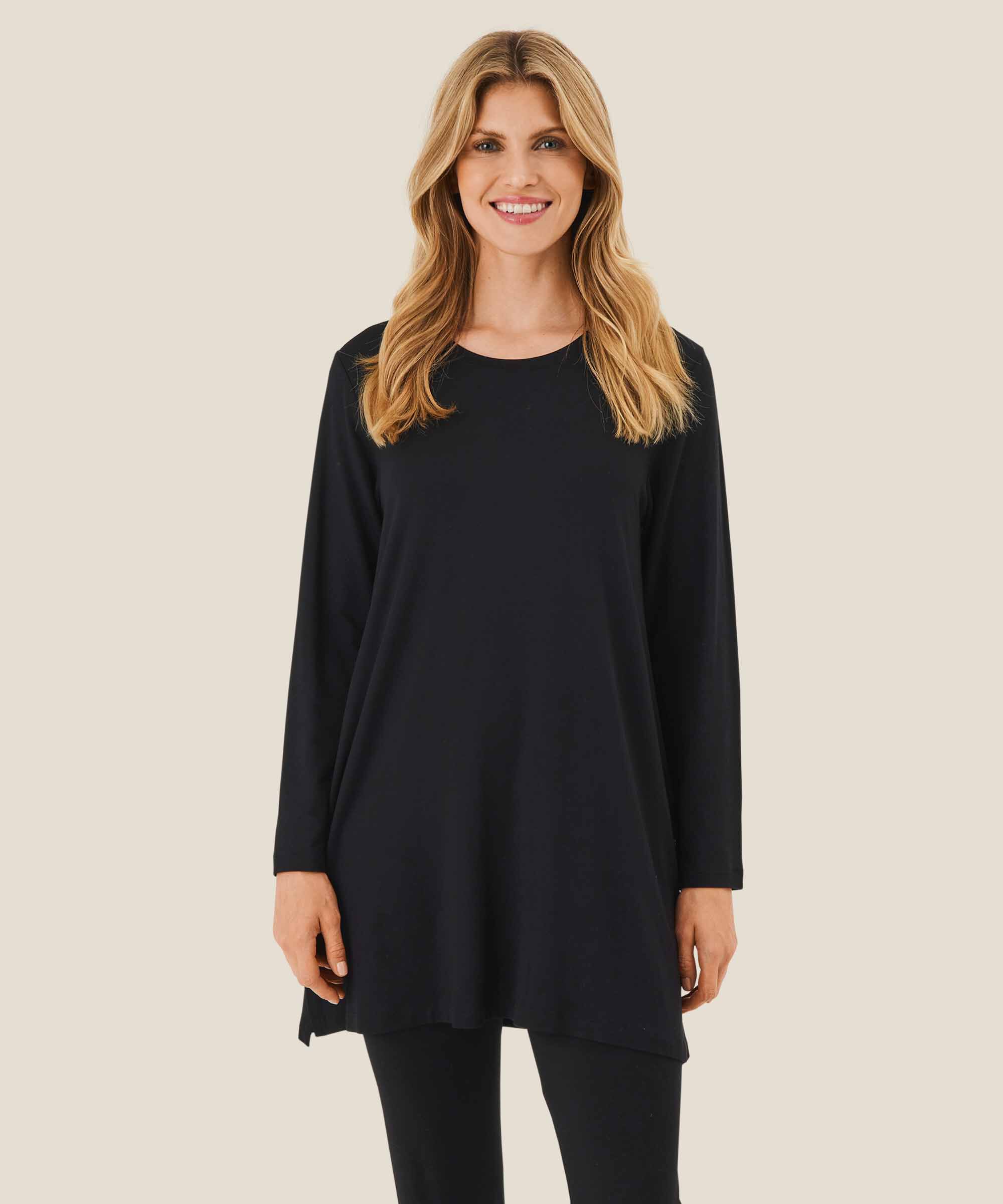 JERSEY-Tunika mit langen Ärmeln, Black