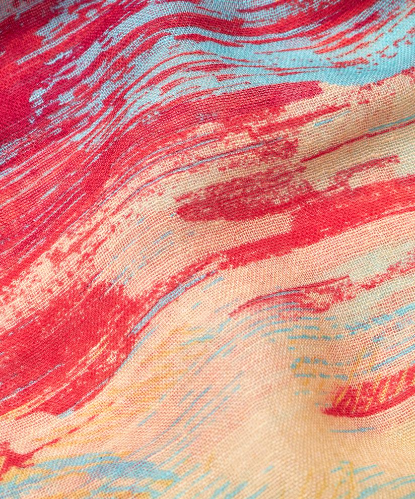 gemusterter Schal aus Leinenmischung, Persian Red