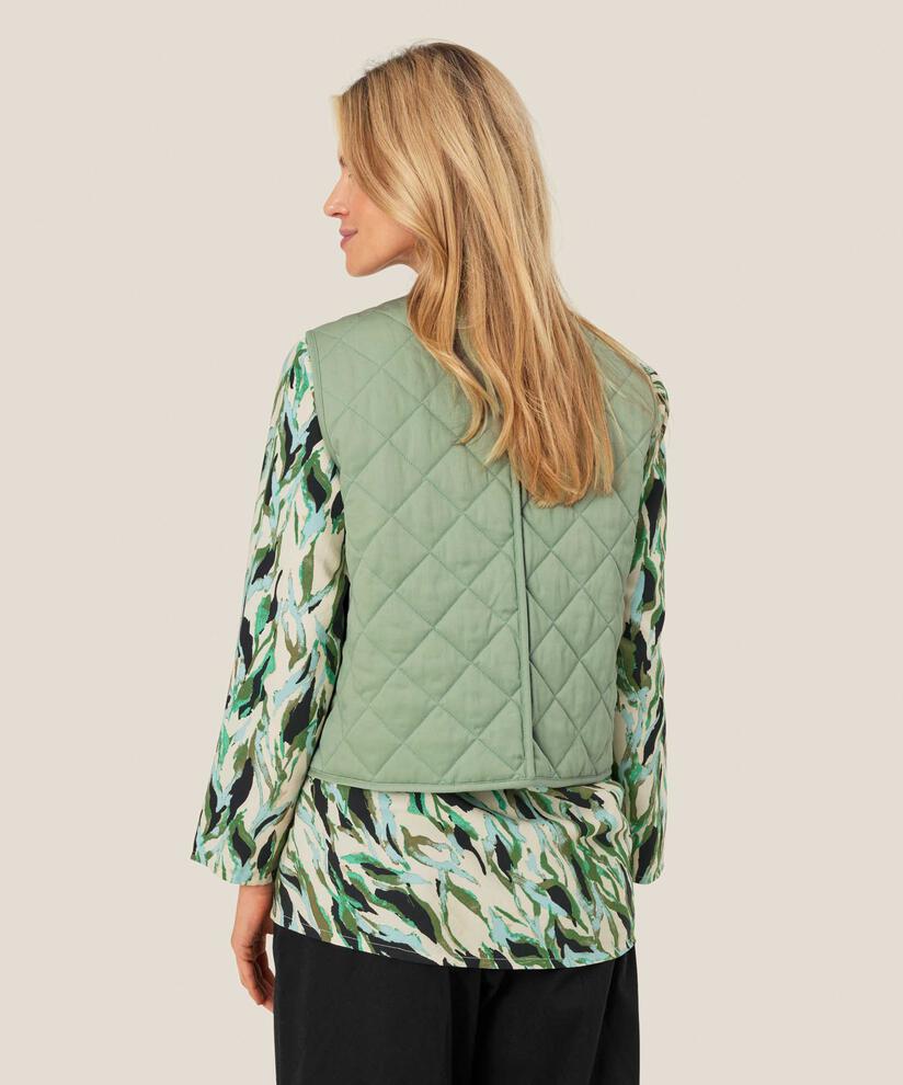 Steppweste mit Paspeldetails, Frosty Green