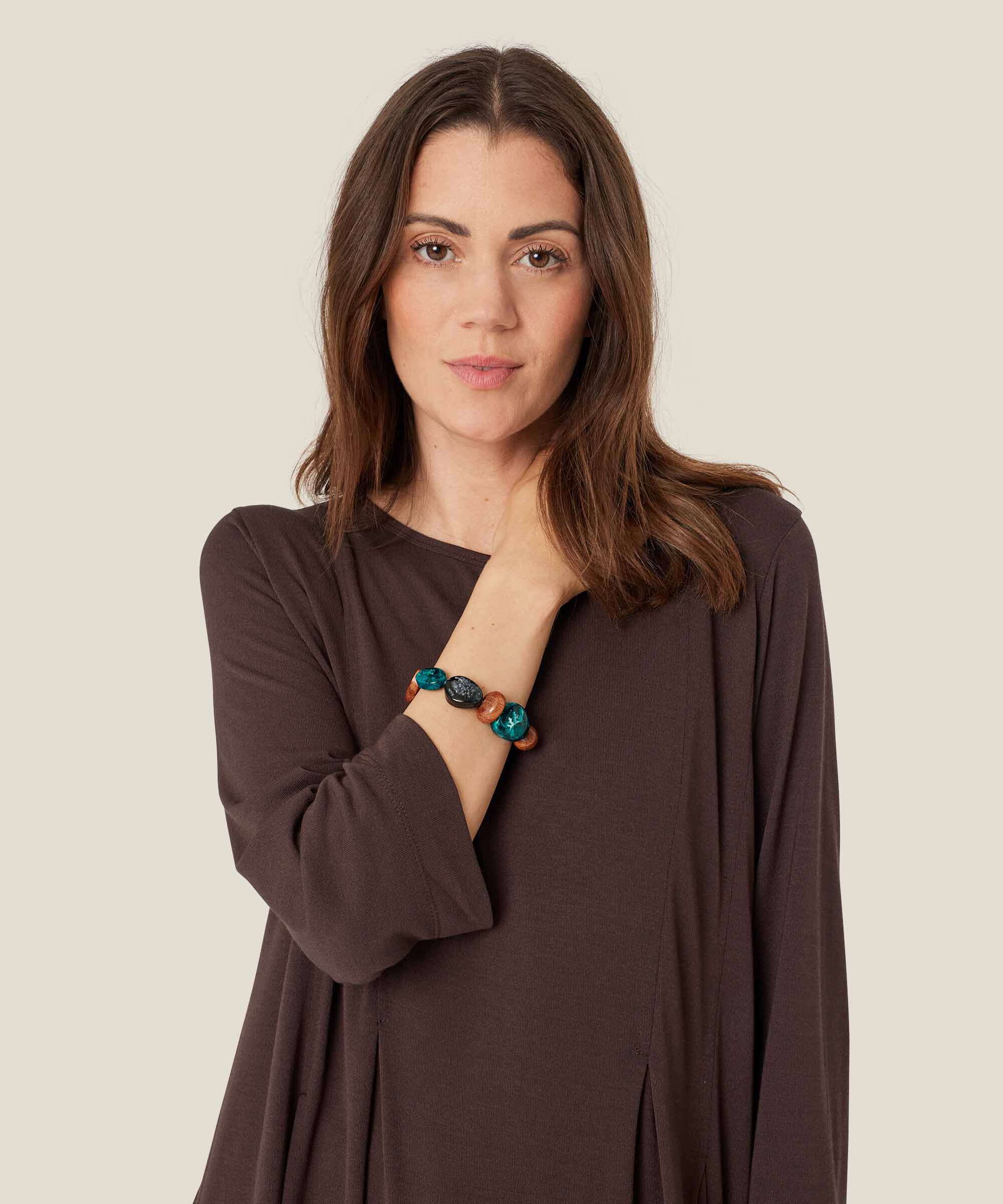 Armband mit farbigen Perlen, Teal