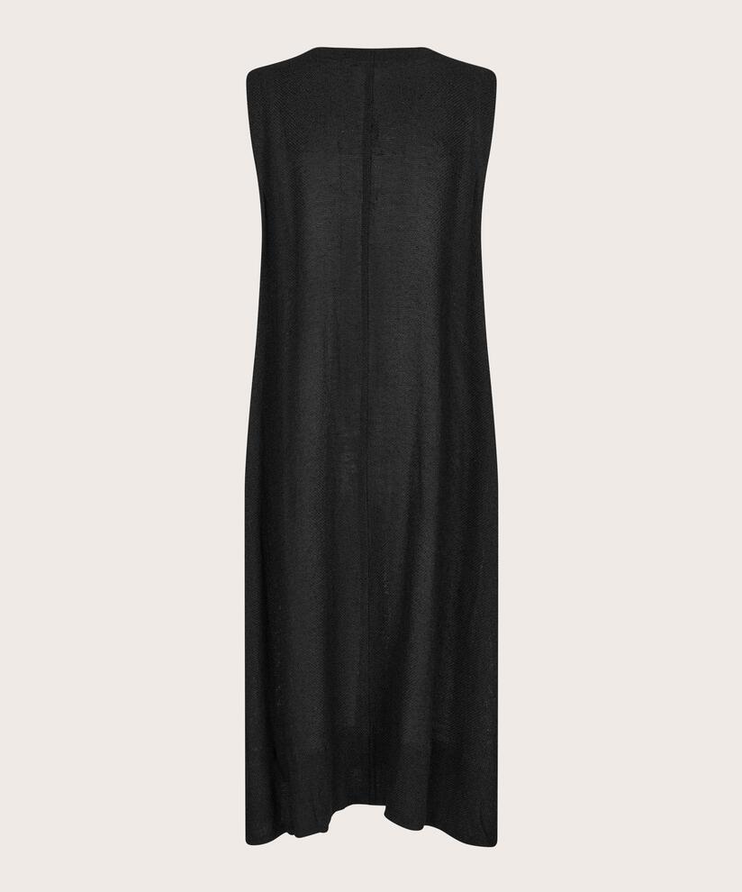 Durchgeknöpftes Bouclé-Kleid ohne Ärmel, Black