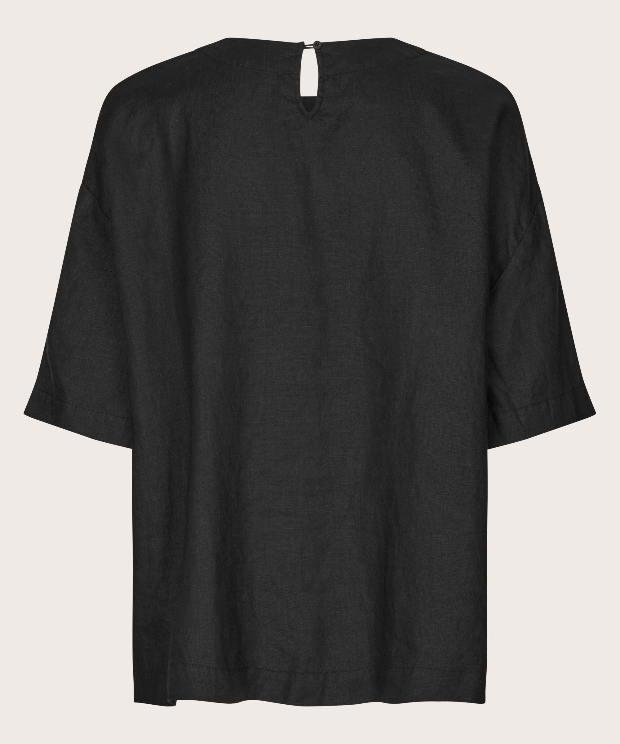 Viskosebluse Mit 1/2 Ärmeln, Black