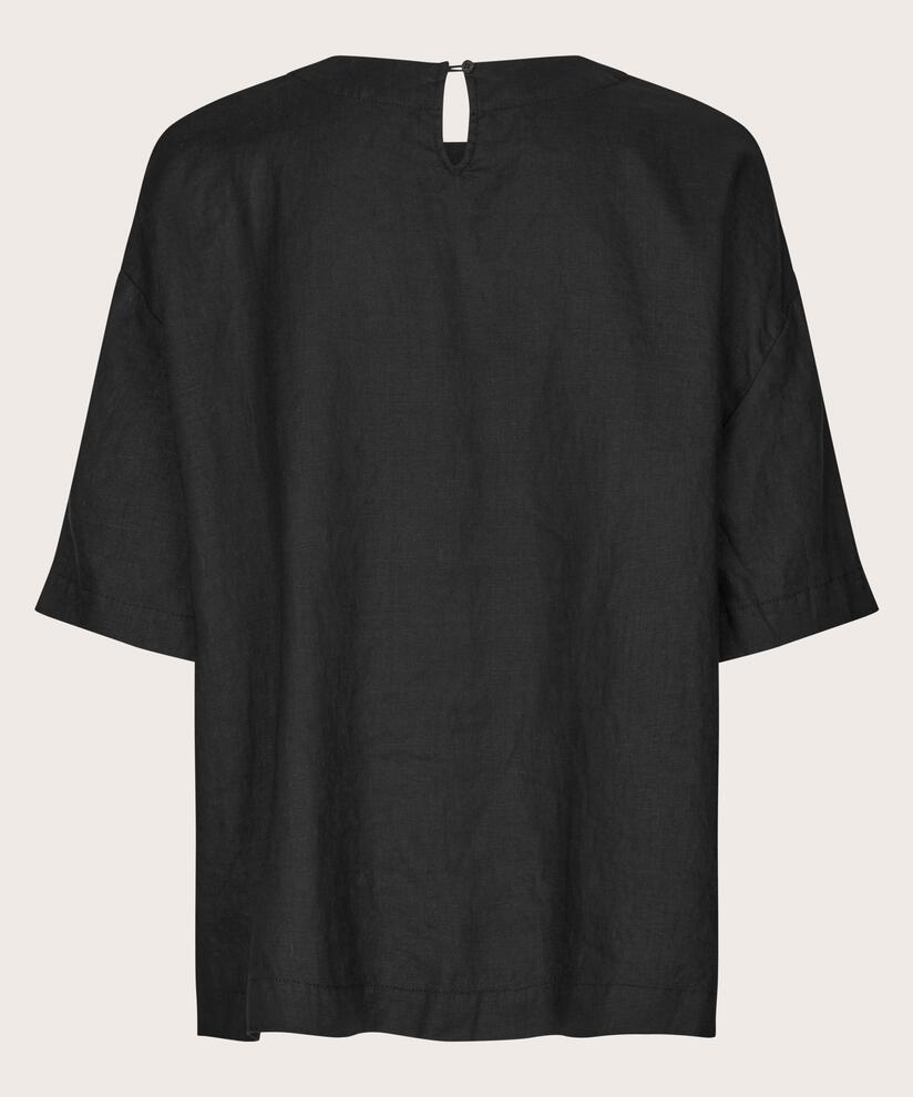 Viskosebluse Mit 1/2 Ärmeln, Black
