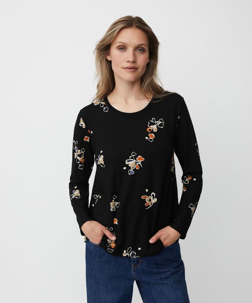 bedrucktes Jersey-Top mit Rundhalsausschnitt, Autumnal