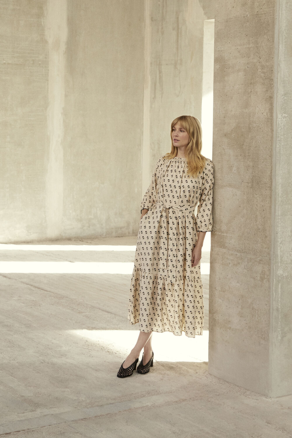 Bedruckte Kleid aus Viskosemischung - Olivine