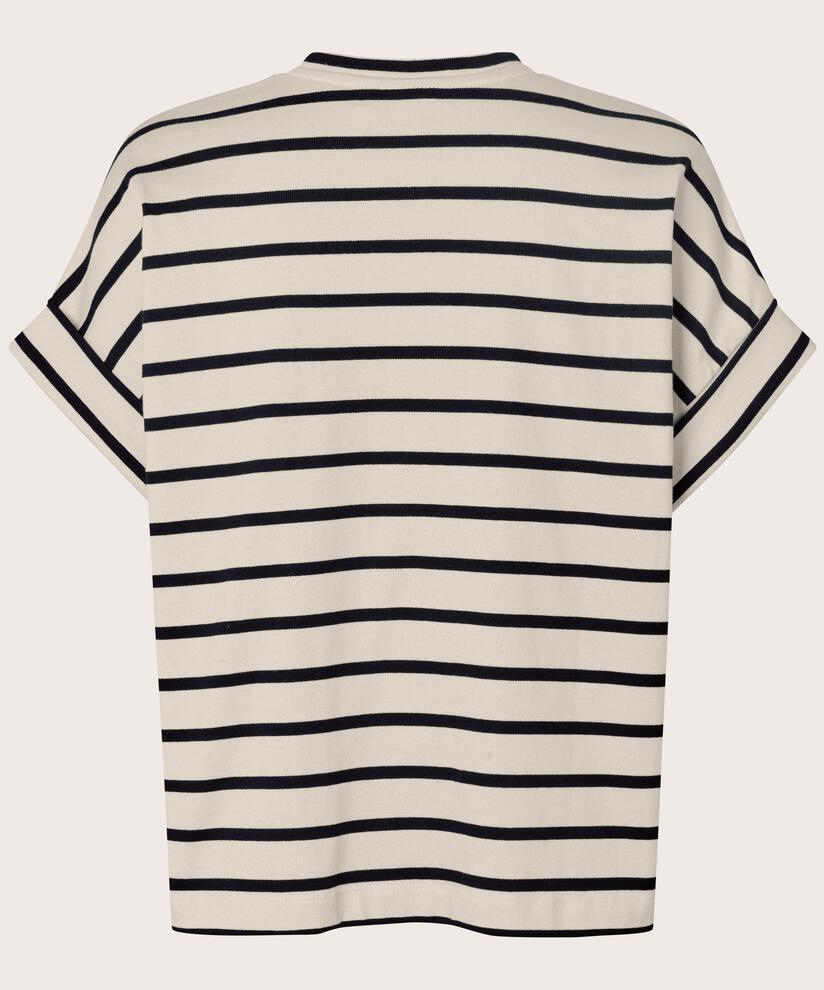 gestreiftes Jersey-T-Shirt mit Rundhalsausschnitt, Whitecap