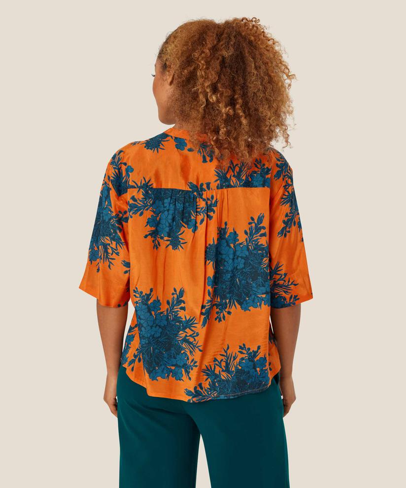 Viskose-Top mit Bindebändern am Hals, Russ Orange