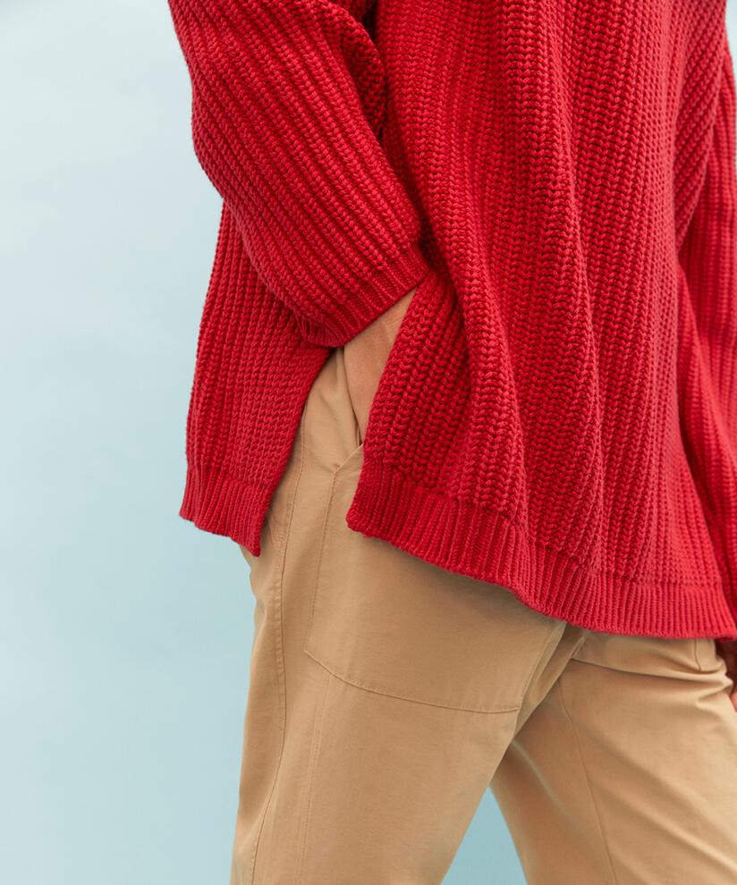 Baumwollstrickpullover mit Rollkragen, Scarlet Sage