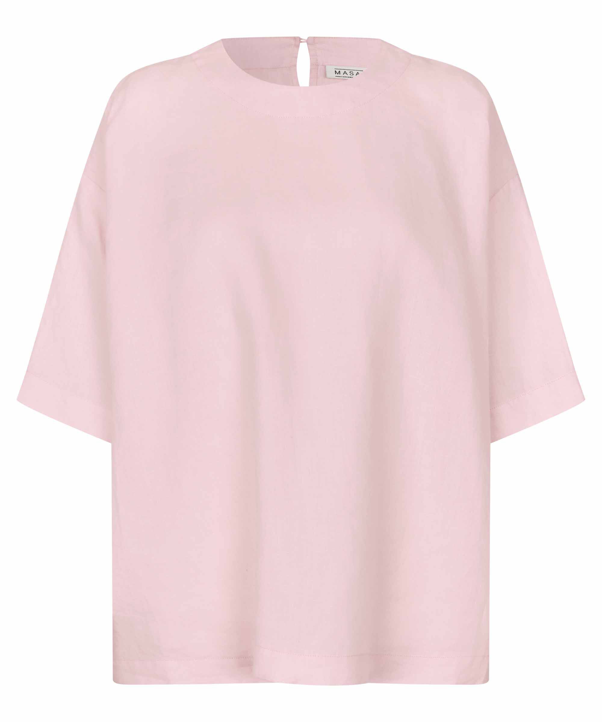 Leinenbluse mit Rundhalsausschnitt und 1/2 &Auml;rmeln, Primrose