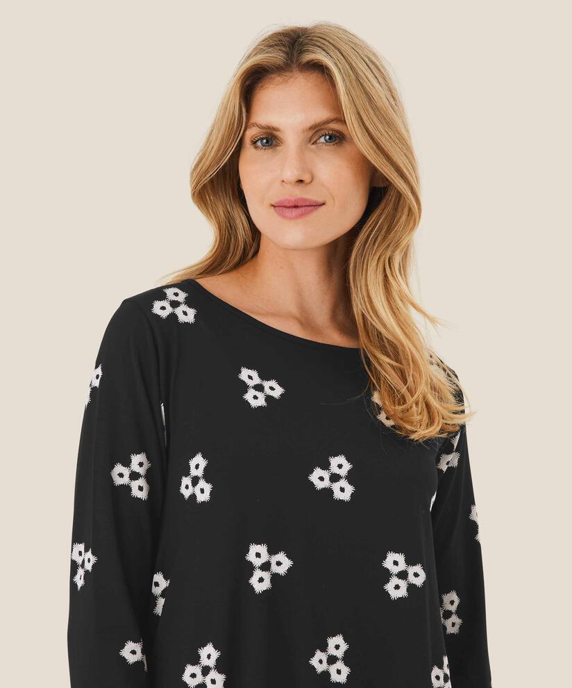 Jersey-Tunika mit weitem Ausschnitt, Black