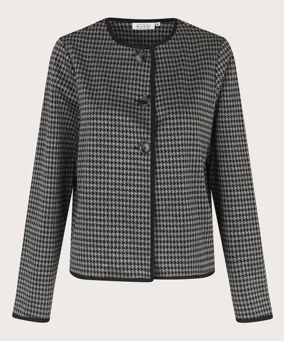 Karierte Jerseyjacke mit Knöpfen, Black