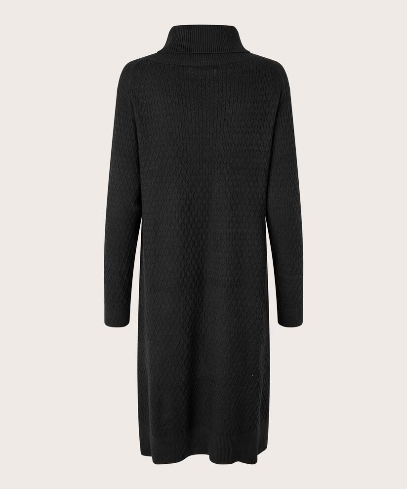 Strickkleid mit Rollkragen und Seitenschlitzen, Black