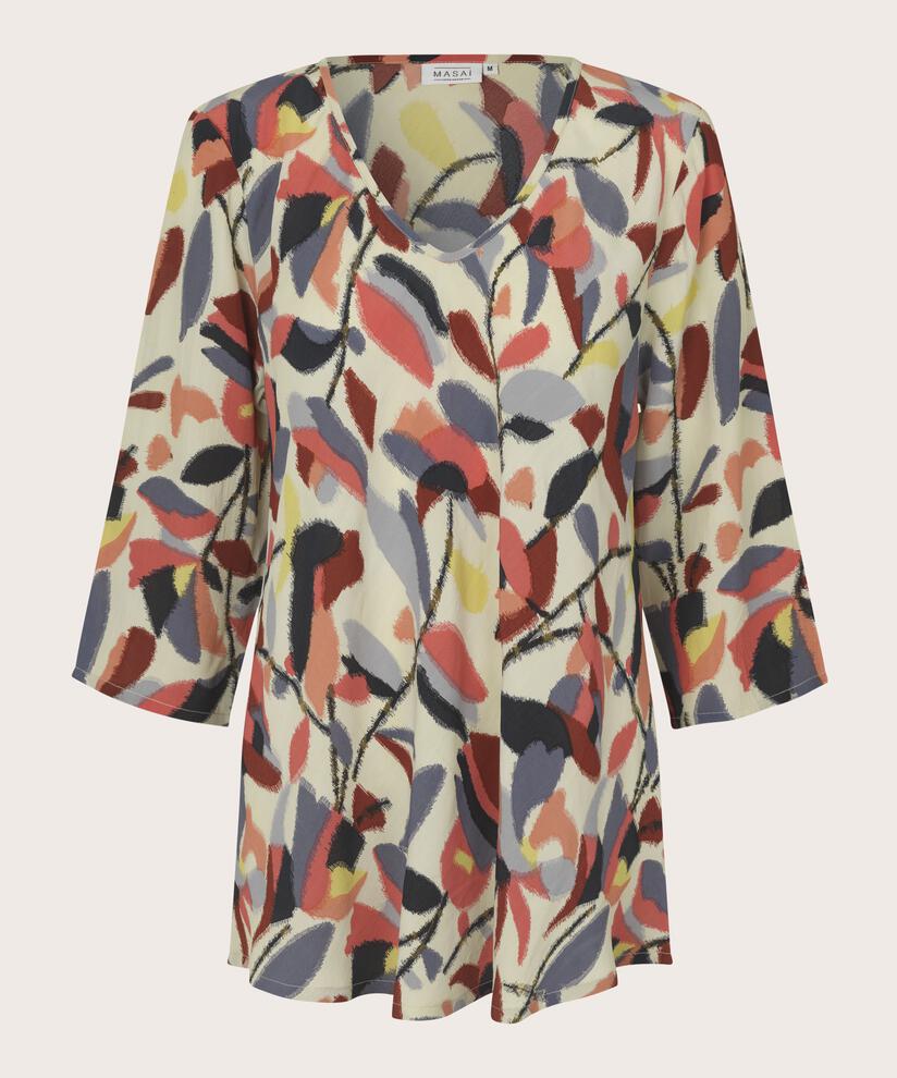Viskosebluse mit V-Ausschnitt, Calypso Coral