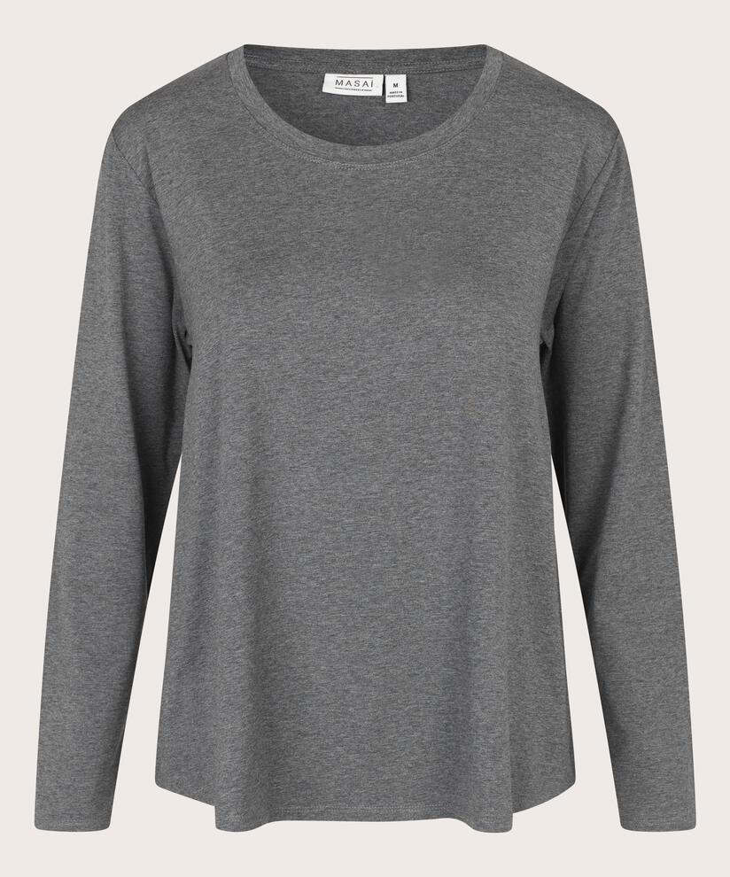 Shirt Mit Rundem Hals, D. Grey mel.