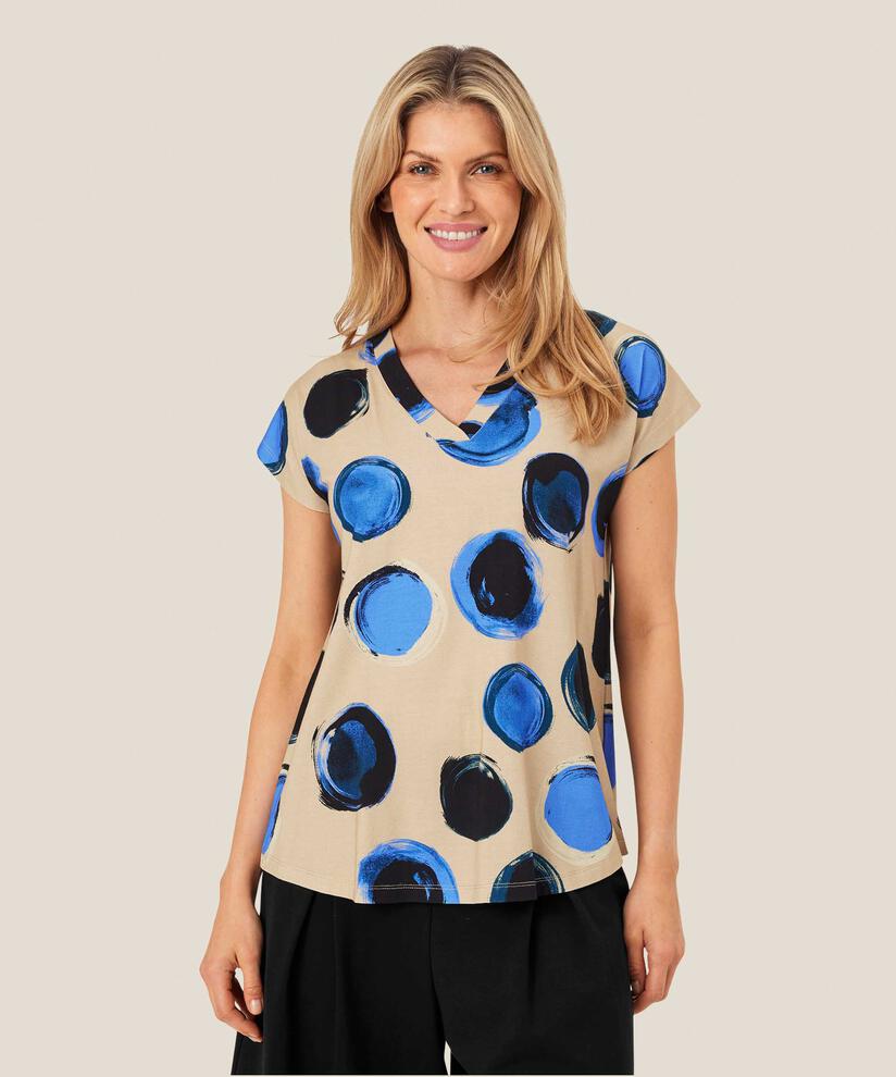 Bedrucktes T-shirt Mit V-ausschnitt, Ultramarine
