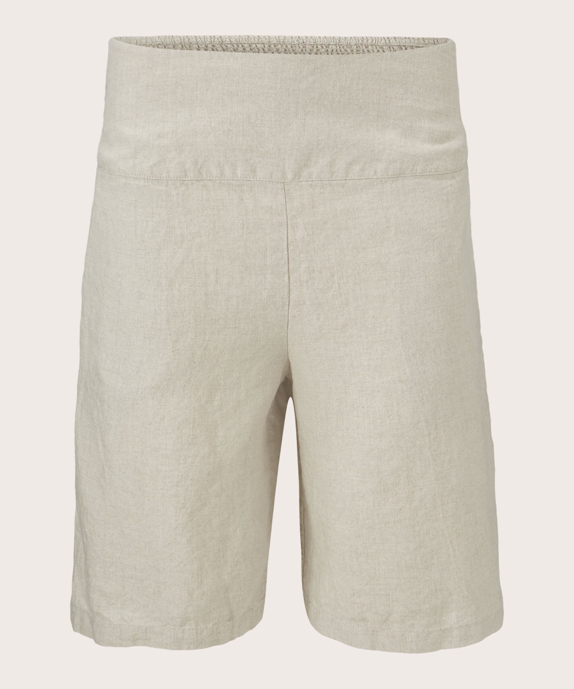 Leinenshorts Mit Gesmoktem Gummizug Hinten, Natural