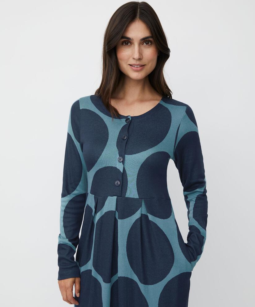 Tulpenkleid Aus Jersey Mit Knöpfen, Proven Blue