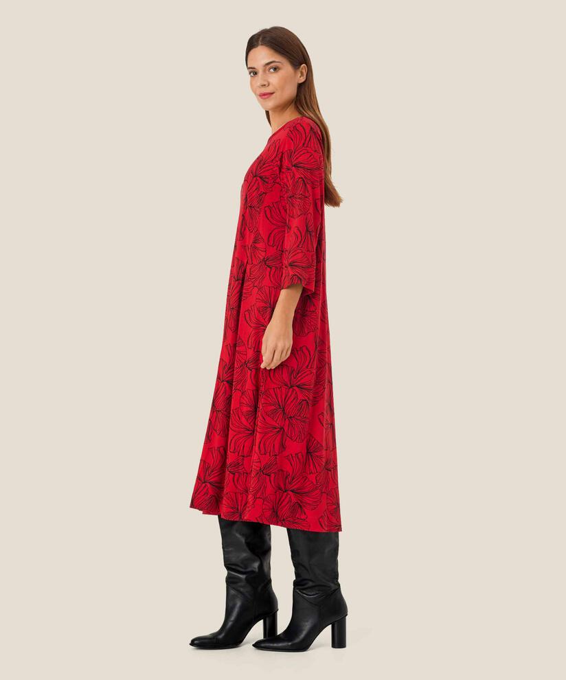 Bedrucktes Jerseykleid mit Falten vorne, Haute Red