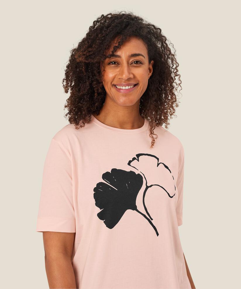 Bedrucktes T-Shirt mit Rundhalsausschnitt, Mauve Chalk