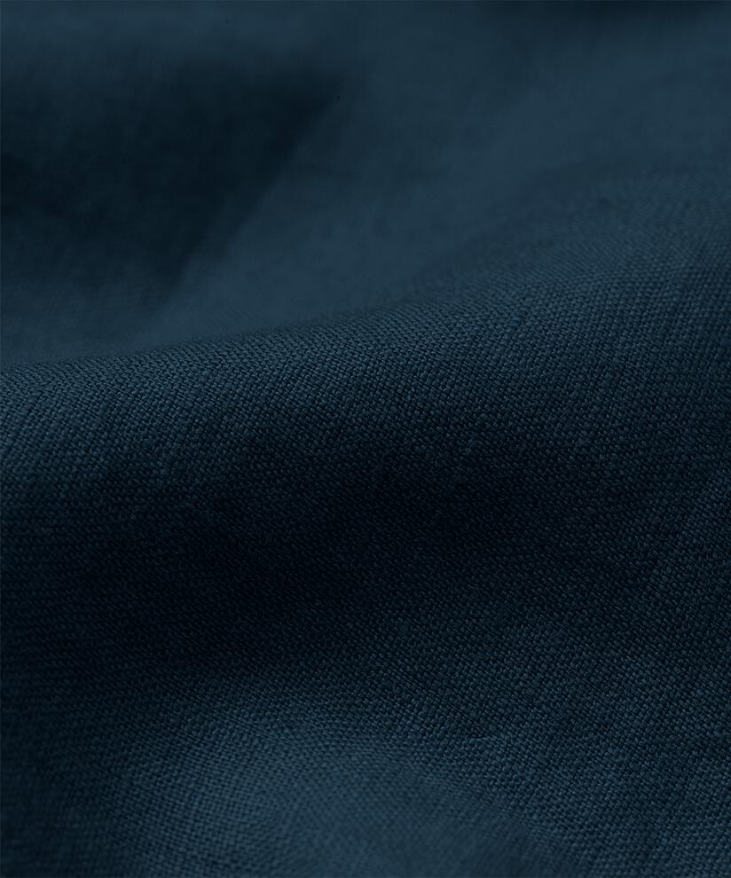 Leinenkleid mit V-Ausschnitt und Eingrifftaschen, Navy