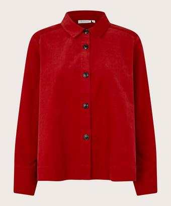 Samthemdjacke mit Kragen, Red Dahlia
