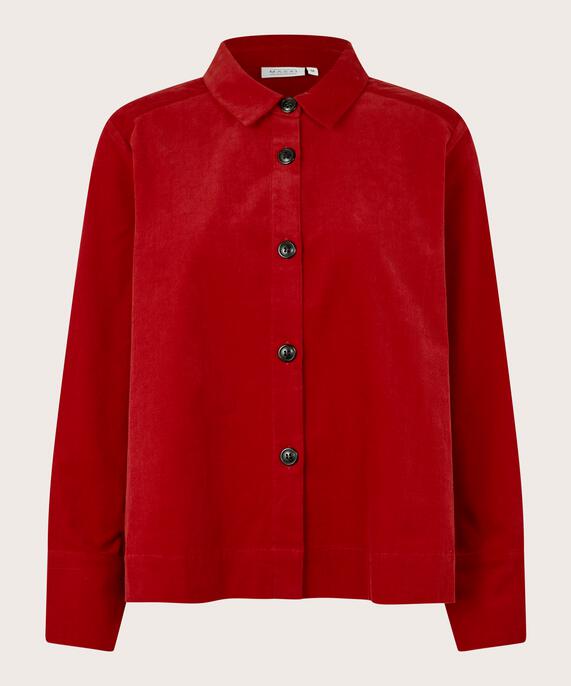 Samthemdjacke mit Kragen, Red Dahlia