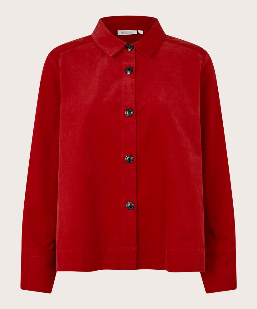 Samthemdjacke mit Kragen, Red Dahlia