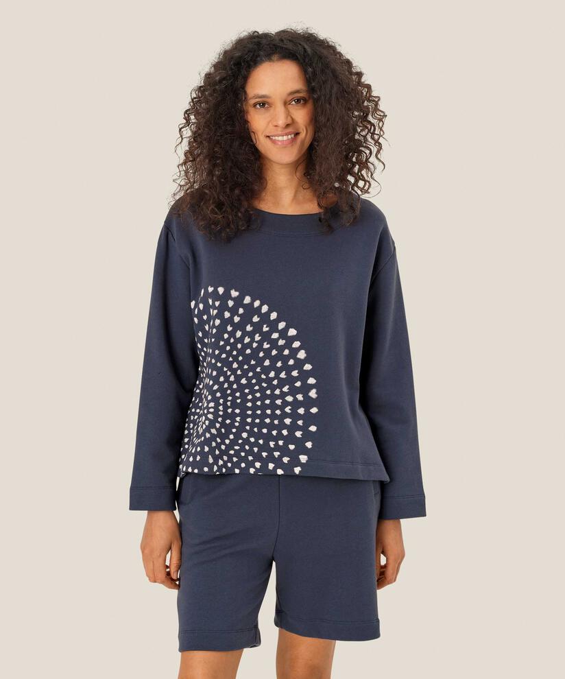 Sweatshirt mit handgemaltem Aufdruck, Mood Indigo