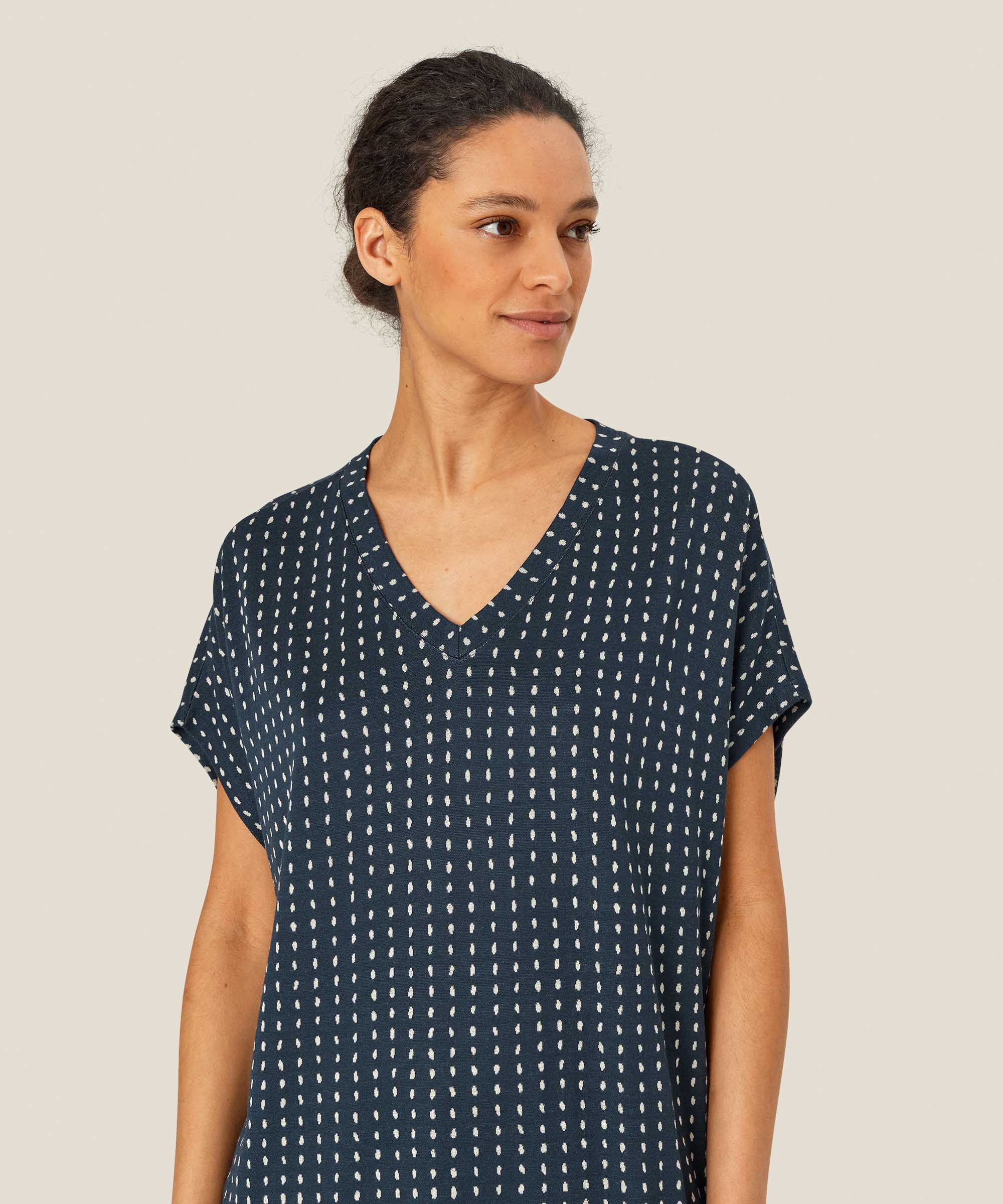 Jersey-Tunika mit Knopf-Detail auf der Rückseite, Mood Indigo